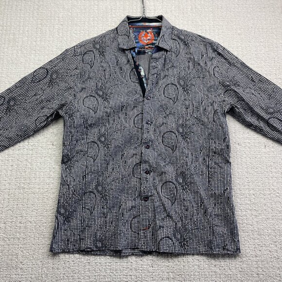 Mens Au Noir Gingham Abstract Doodle Paisley Button-up dress shirt Men Size 3 - Picture 6 of 14